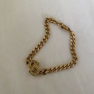 Vintage Christian Dior gold logo bangle bracelet